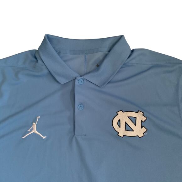 Nike Dri Fit Men's Size L Jordan UNC North Carolina Tar Heels Blue Polo Shirt - Picture 6 of 12